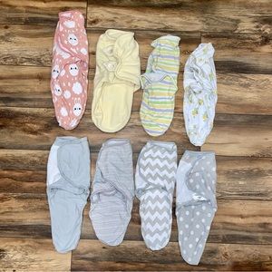 Set of 8 Baby Swaddles - Size S/M 7-14 lbs - Comfy Cubs & Summer - Retails $84